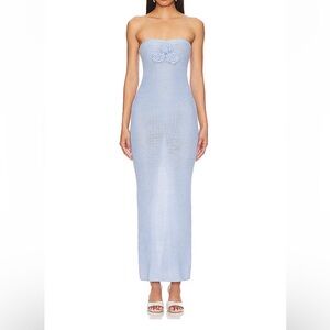 Revolve more to come Cherlee Blue Strapless Maxi Dress